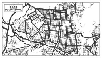 mapa de la ciudad de salta argentina en color blanco y negro en estilo retro aislado en blanco. vector