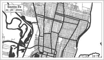 mapa de la ciudad de santa fe argentina en color blanco y negro en estilo retro aislado en blanco. vector