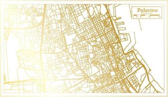 mapa de la ciudad de palermo sicilia en estilo retro en color dorado. esquema del mapa. vector