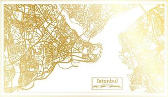 mapa de la ciudad de estambul, turquía, en estilo retro en color dorado. esquema del mapa. vector