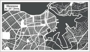 Havana Cuba City Map in Retro Style. Outline Map. vector