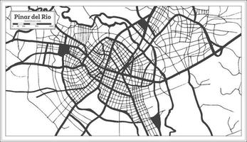 mapa de la ciudad de pinar del rio cuba en color blanco y negro en estilo retro. esquema del mapa. vector