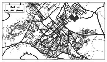 mapa de la ciudad de batna argelia en estilo retro en color blanco y negro. esquema del mapa. vector