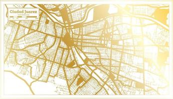 ciudad juarez mapa de la ciudad de mexico en estilo retro en color dorado. esquema del mapa. vector