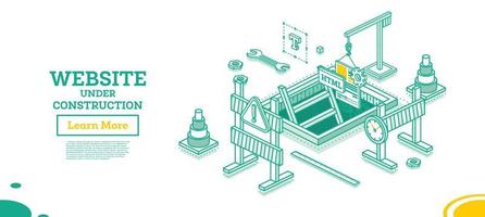 página web del sitio web en construcción. concepto de esquema isométrico. vector