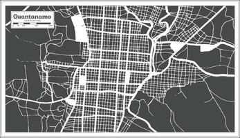 Guantanamo Cuba City Map in Retro Style. Outline Map. vector