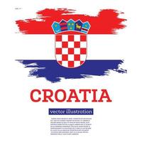 Croatia Flag with Brush Strokes. Independence Day. vector