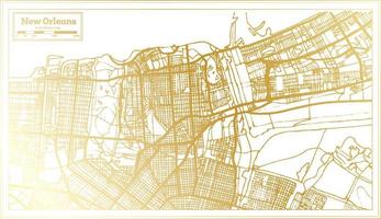 mapa de la ciudad de nueva orleans usa en estilo retro en color dorado. esquema del mapa. vector