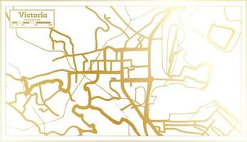 mapa de la ciudad de victoria seychelles en estilo retro en color dorado. esquema del mapa. vector