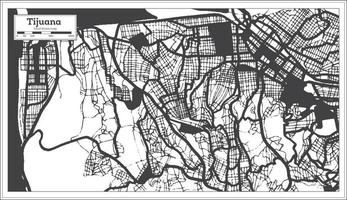 mapa de la ciudad de tijuana méxico en color blanco y negro en estilo retro. esquema del mapa. vector