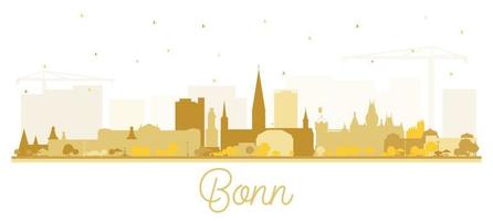 Bonn Germany City Skyline Silhouette with Golden Buildings Isolated on White. vector