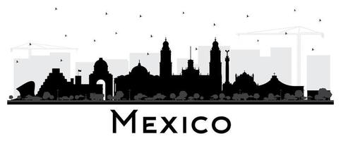 Mexico City Skyline Silhouette with Black Buildings Isolated on White. vector