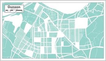 Gunsan South Korea City Map in Retro Style. Outline Map. vector