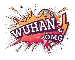 Wuhan Comic Text in Pop Art Style Isolated on White Background. vector