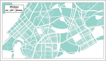 mokpo mapa de la ciudad de corea del sur en estilo retro. esquema del mapa. vector