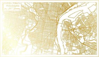 mapa de la ciudad de filadelfia usa en estilo retro en color dorado. esquema del mapa. vector