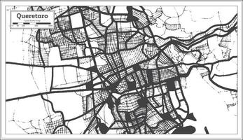 mapa de la ciudad de queretaro mexico en color blanco y negro en estilo retro. esquema del mapa. vector