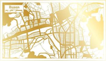 Busan South Korea City Map in Retro Style in Golden Color. Outline Map. vector