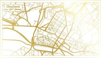 Charleroi Belgium City Map in Retro Style in Golden Color. Outline Map. vector