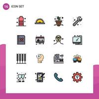 Universal Icon Symbols Group of 16 Modern Flat Color Filled Lines of book plumbing utensils plumber money Editable Creative Vector Design Elements