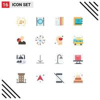 Flat Color Pack of 16 Universal Symbols of contacts business digital book notepad Editable Pack of Creative Vector Design Elements