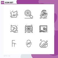 Stock Vector Icon Pack of 9 Line Signs and Symbols for display office diagram globe school Editable Vector Design Elements