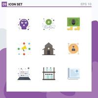 9 Flat Color concept for Websites Mobile and Apps municipal church coins building market Editable Vector Design Elements