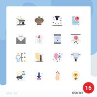 Mobile Interface Flat Color Set of 16 Pictograms of letter report bottle page data Editable Pack of Creative Vector Design Elements