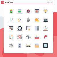 Modern Set of 25 Flat Colors Pictograph of data ui drink interface info button Editable Vector Design Elements