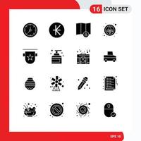 Modern Set of 16 Solid Glyphs and symbols such as insignia badge location lys festival Editable Vector Design Elements