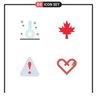 Editable Vector Line Pack of 4 Simple Flat Icons of disease triangle health leaf heart Editable Vector Design Elements