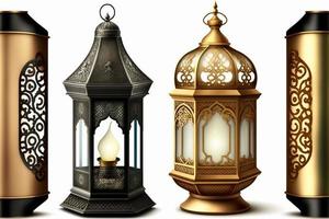 Vintage Lantern set , Ramadan Lantern set isolated on white background photo