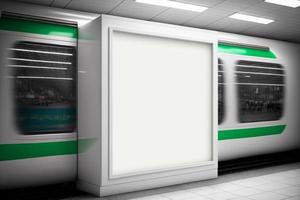 Light box display with white blank space for advertisement, Subway mock-up design photo