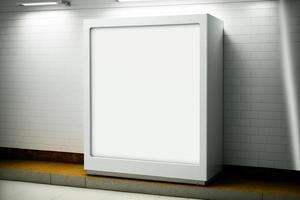 Light box display with white blank space for advertisement, Subway mock-up design photo