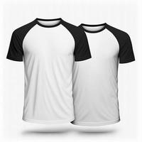 Men's white and black t-shirt Blank with short sleeve mockup, Front view photo