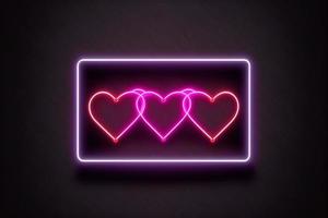 Vector realistic isolated neon sign of frame with hearts for template decoration and layout covering on the wall background photo
