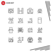 Editable Vector Line Pack of 16 Simple Outlines of cocktail beach holiday finance law Editable Vector Design Elements