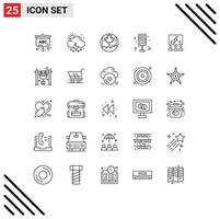 25 User Interface Line Pack of modern Signs and Symbols of idea brainstorming leaf home furniture Editable Vector Design Elements