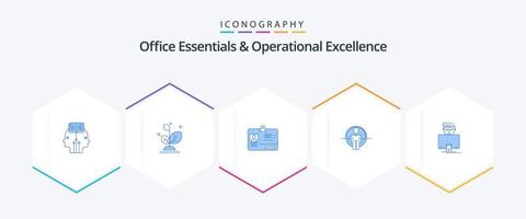 Office Essentials And Operational Exellence 25 Blue icon pack including hacker. id. pass. login. man vector