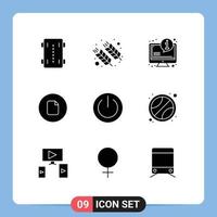 User Interface Pack of 9 Basic Solid Glyphs of ui file india document info Editable Vector Design Elements