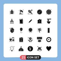 Universal Icon Symbols Group of 25 Modern Solid Glyphs of gas file tennis extension attach Editable Vector Design Elements