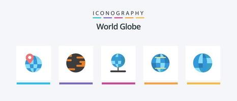 paquete de iconos de globo plano 5 que incluye. Internet. estar de pie. globo. web. diseño de iconos creativos vector