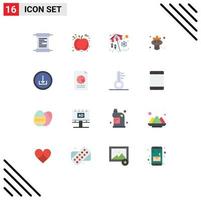 Pack of 16 Modern Flat Colors Signs and Symbols for Web Print Media such as interface basic vacation application sparrow Editable Pack of Creative Vector Design Elements