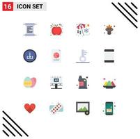 Pack of 16 Modern Flat Colors Signs and Symbols for Web Print Media such as interface basic vacation application sparrow Editable Pack of Creative Vector Design Elements