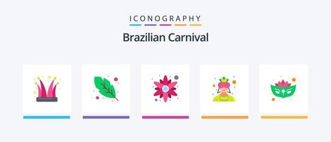 paquete de iconos flat 5 de carnaval brasileño que incluye mascarada. carnaval. rosa. traje. avatar. diseño de iconos creativos vector