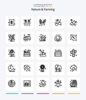 Creative Nature And Farming 25 OutLine icon pack  Such As crop. farming. berry. sun. environment vector