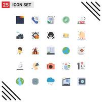 Modern Set of 25 Flat Colors Pictograph of tea sound clipboard scratching dj Editable Vector Design Elements