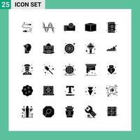 conjunto de 25 iconos de interfaz de usuario modernos signos de símbolos para proyector de caja de sonido de carga de libro elementos de diseño vectorial editables vector