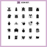 Solid Glyph Pack of 25 Universal Symbols of cart website shuttle web internet Editable Vector Design Elements