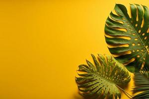 yellow wall with tropical background photo